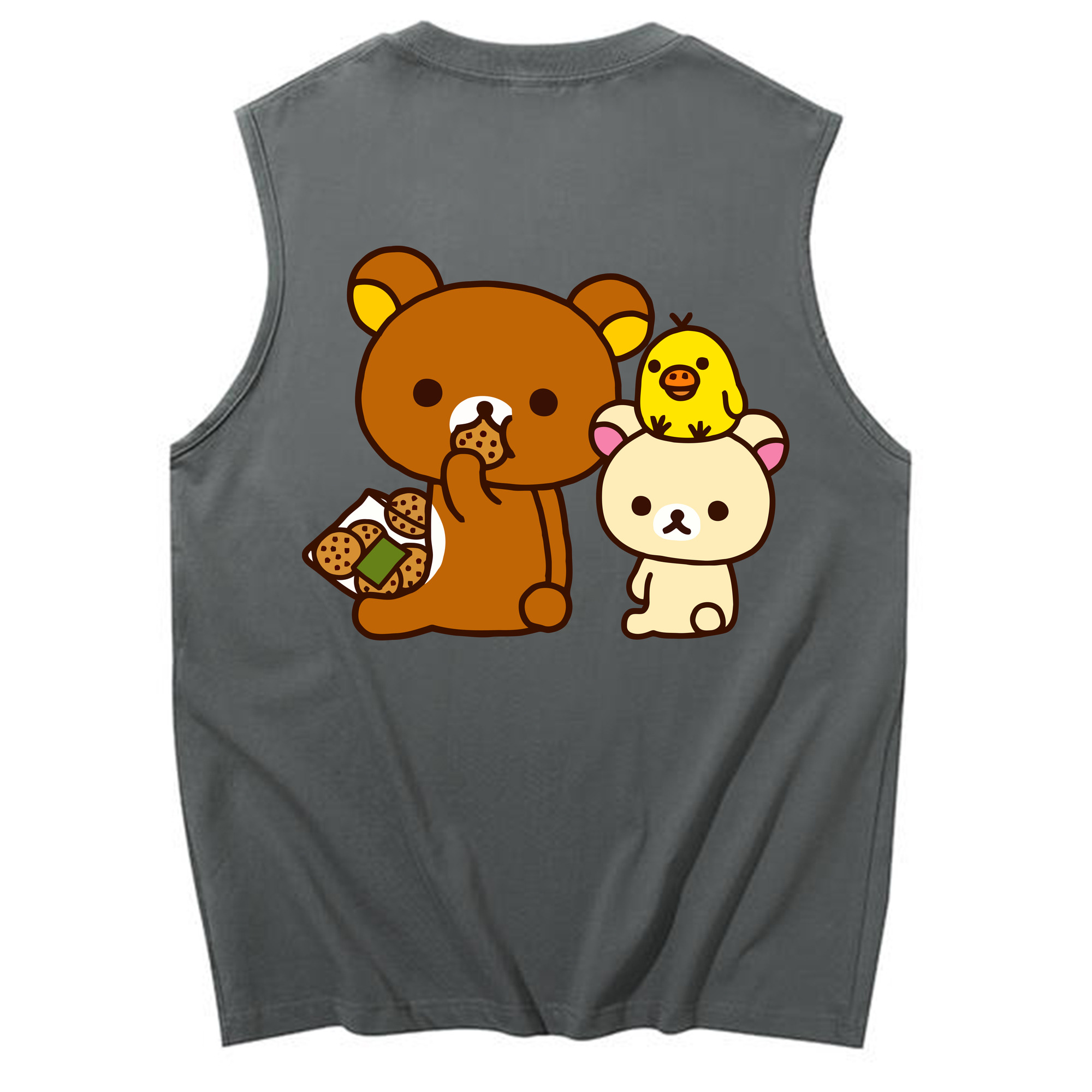 （画像用） リラックマ リラックマ キイロイトリ Rilakkuma Korilakkuma Kiiroitori コットン100％タンクトップ（背面プリント）
